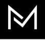 Minimalist black and white logo with stylized letter M.